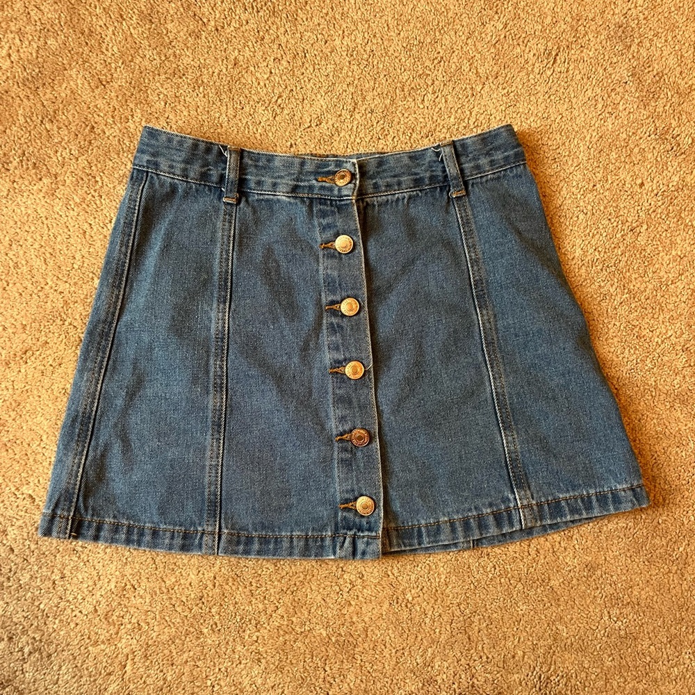 Forever 21 Jean Denim Mini Button-Up Skirt